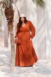 VESTIDO LONGO DE BABADOS