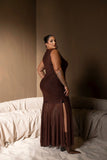 VESTIDO LONGO DRAPEADO EM TULE 15132