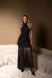 VESTIDO LONGO DRAPEADO EM TULE 15132