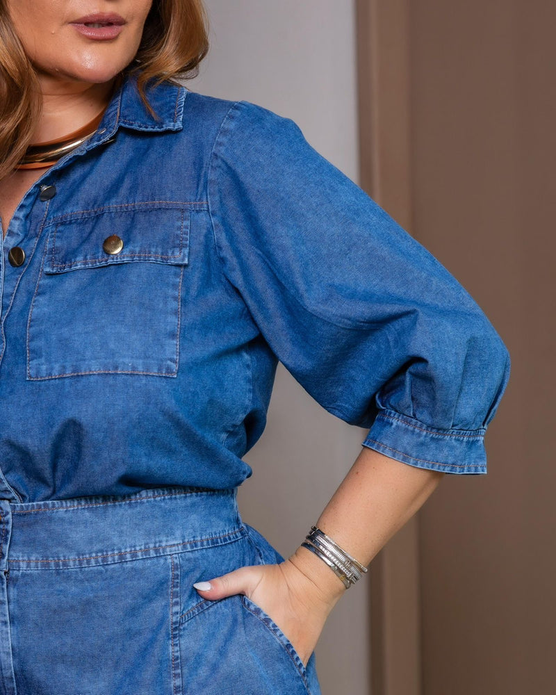 CAMISA JEANS C/ BOTOES