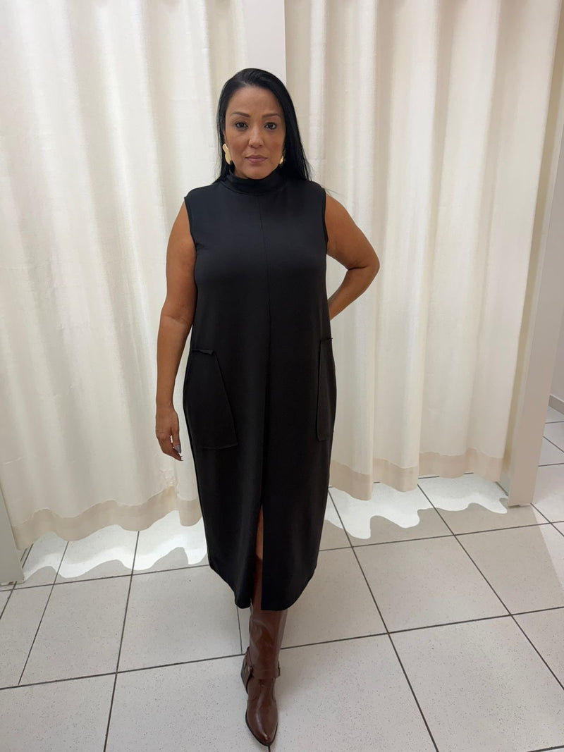 VESTIDO 2 BOLSOS GOLA ALTA