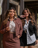 CONJUNTO JAQUETA E SHORT SAIA