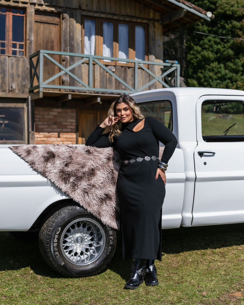 VESTIDO MIDI CANELADO