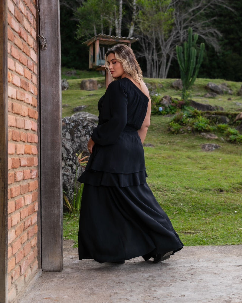 VESTIDO LONGO NULA MANGA