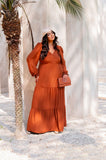 VESTIDO LONGO DE BABADOS