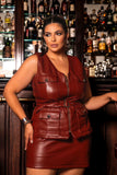 CONJUNTO DE COLETE C/SAIA EM COURO 11450