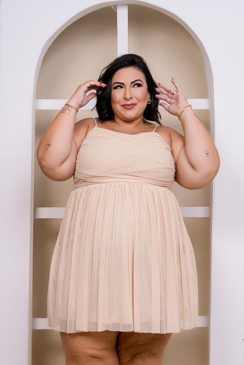 Vestido Curto Festa Alca Nude