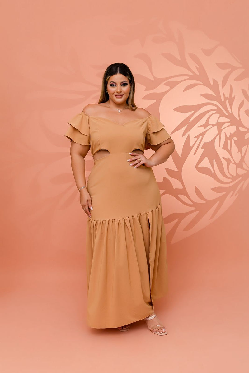 Vestido Aberto Lateral Manu Bege