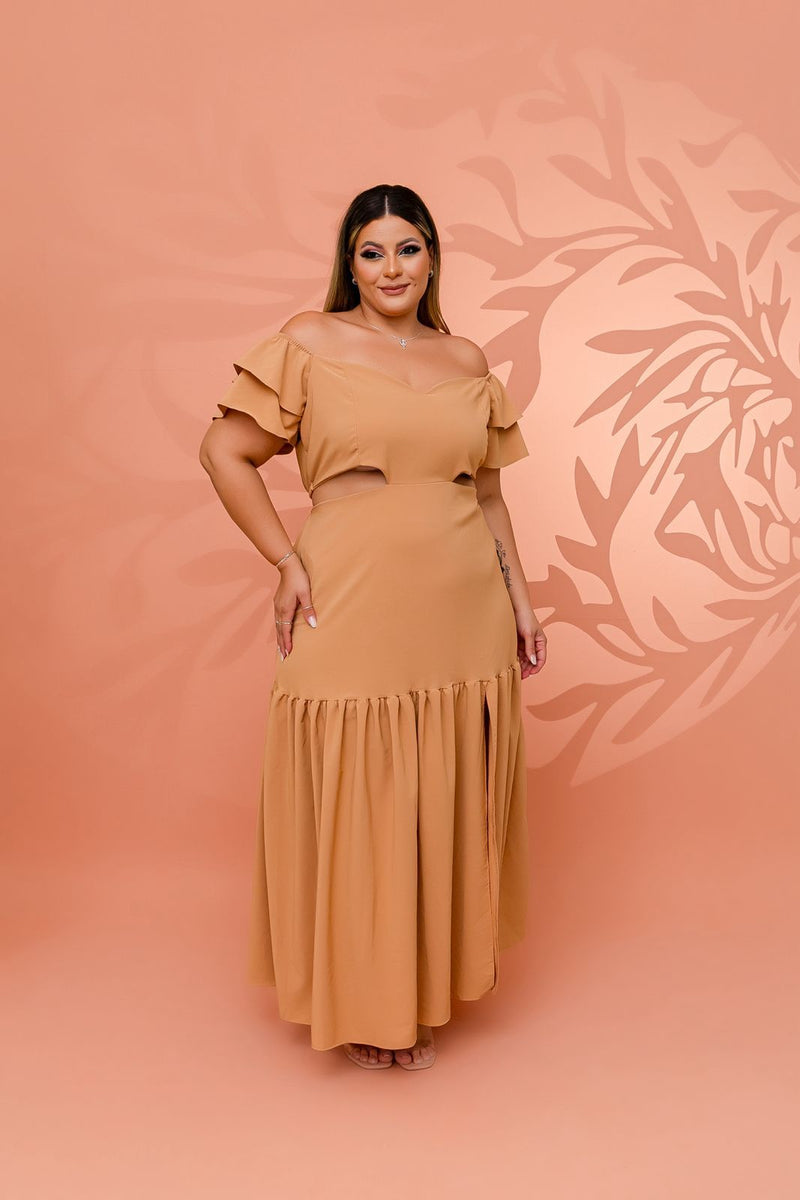 Vestido Aberto Lateral Manu Bege