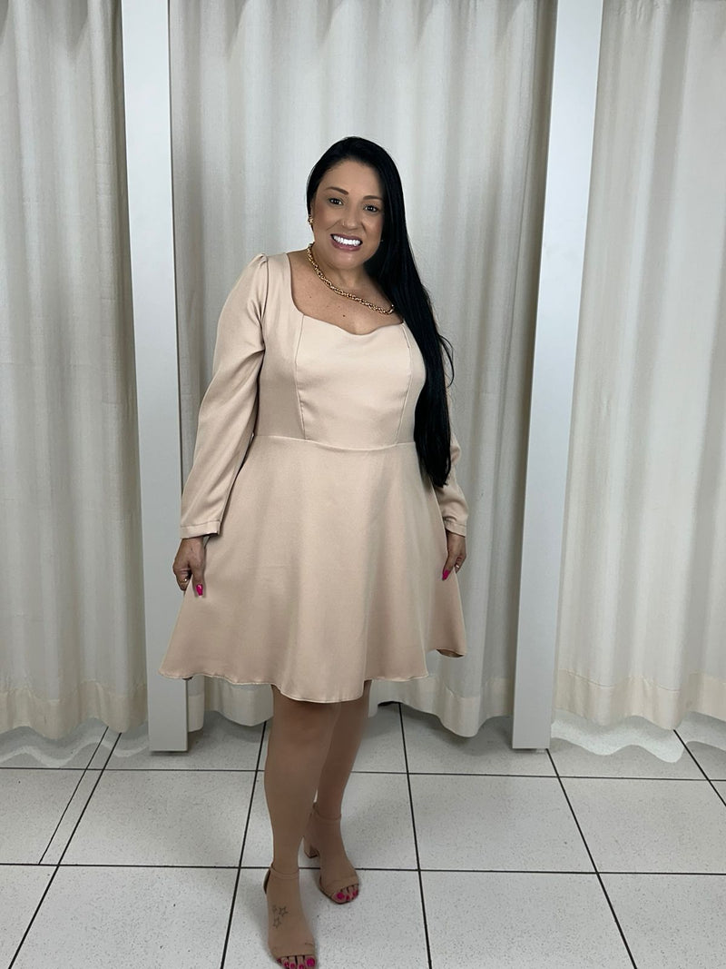 Vestido Curto Laço Bege