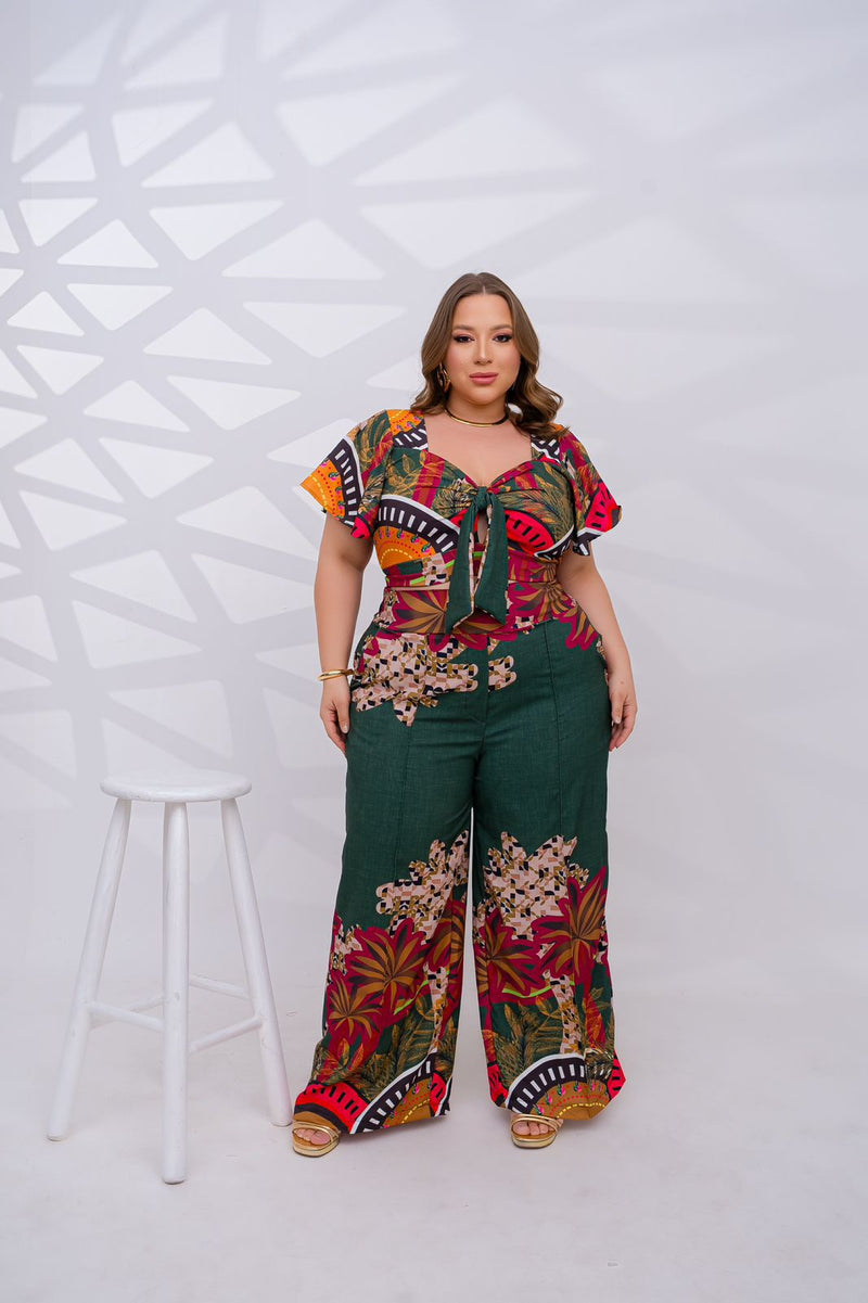 Cojunto Calça e Cropped Amarrar