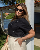 T-SHIRT APLICACAO FLORES BORDADA 260716