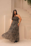 VESTIDO EM TULE DRAPEADO BABADO 15129