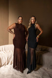 VESTIDO LONGO DRAPEADO EM TULE 15132