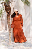 VESTIDO LONGO DE BABADOS