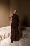 VESTIDO LONGO DRAPEADO EM TULE 15132