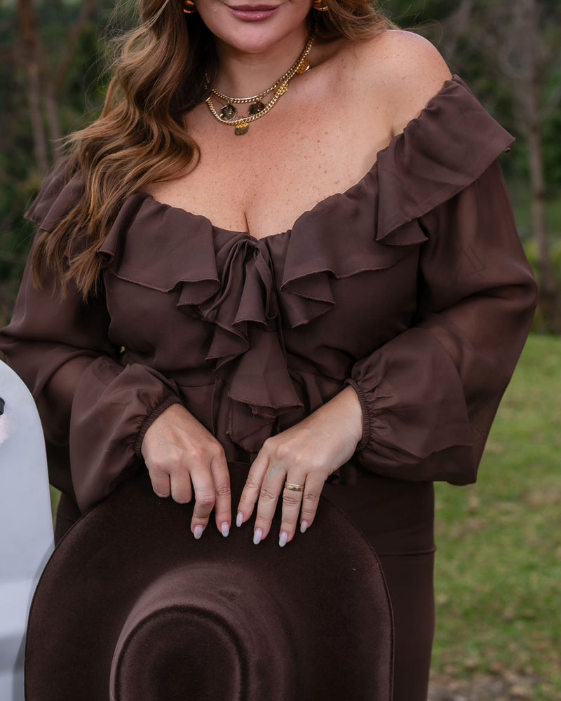 VESTIDO LONGO BABADOS